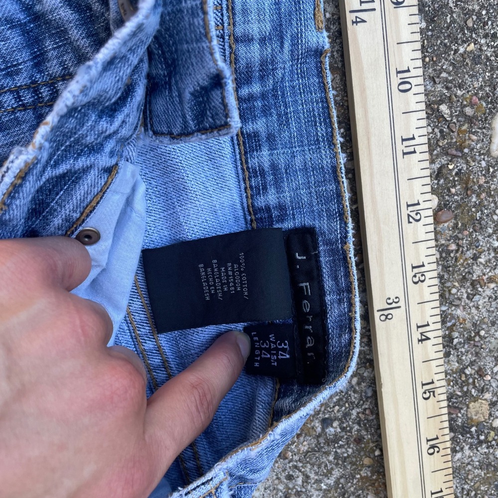 J. Ferrar Mens Light Wash Straight Leg Denim Jeans Blue Size 34 - Picture 8 of 8